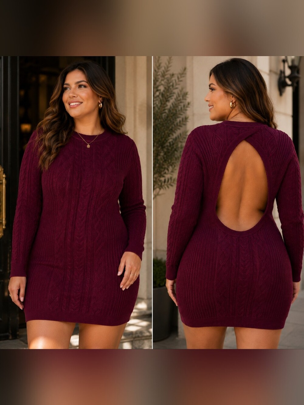 ✨ Bold Elements NWT XL Cable Knit Open-Back Sweater Dress ✨